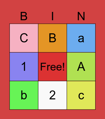 AaBbCc alphabet Bingo Card