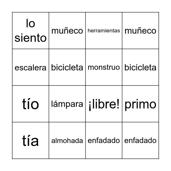 Mi primo y yo Bingo Card