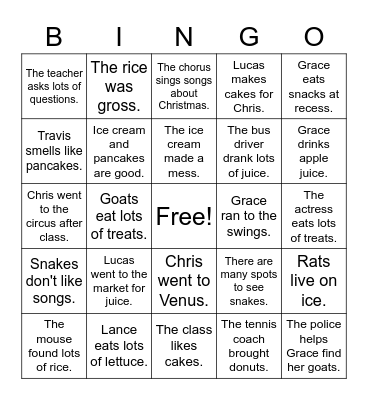 S Bingo! Bingo Card