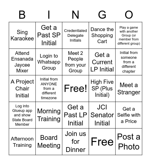 JCI CA 2022 Bingo Card