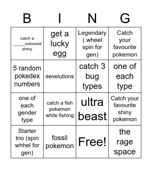 Pokemon Quetzal Bingo Card