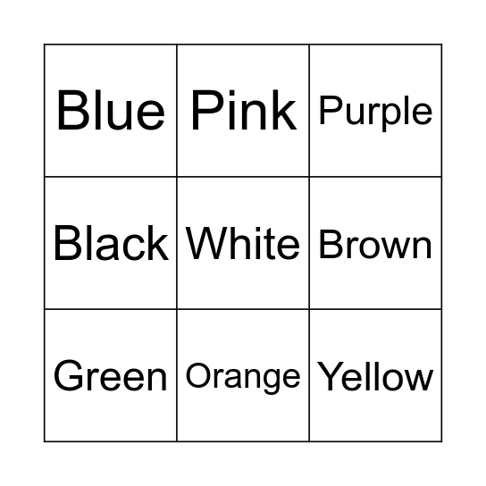 Color Bingo Card