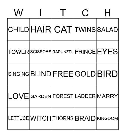 RAPUNZEL BINGO Card