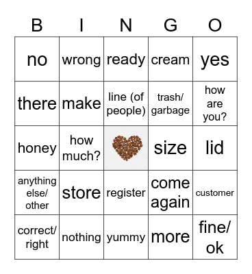 ASL Coffeehouse Words Bingo Card