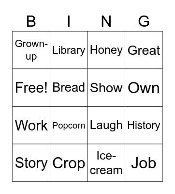 Lesson 3: History Bingo Card
