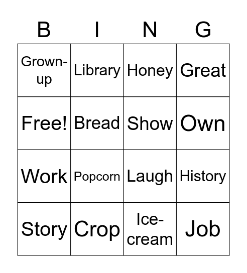 Lesson 3: History Bingo Card