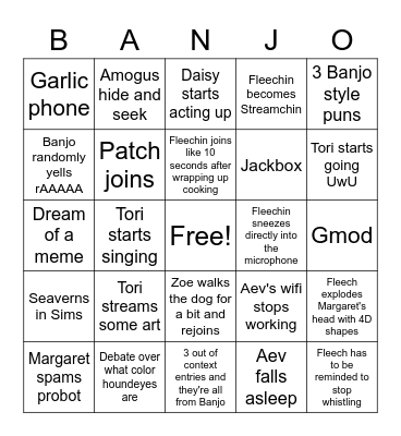 Blaperture Mesa VC Bingo Card