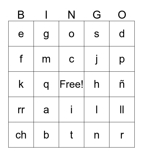 Alphabet Bingo Card