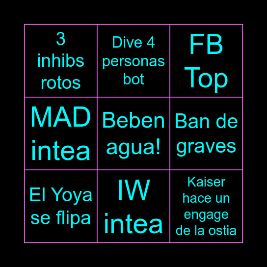 MAD VS IW Bingo Card