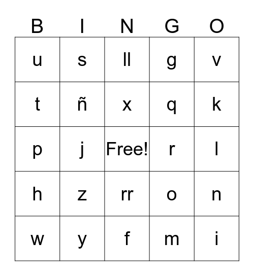Alphabet Bingo Card