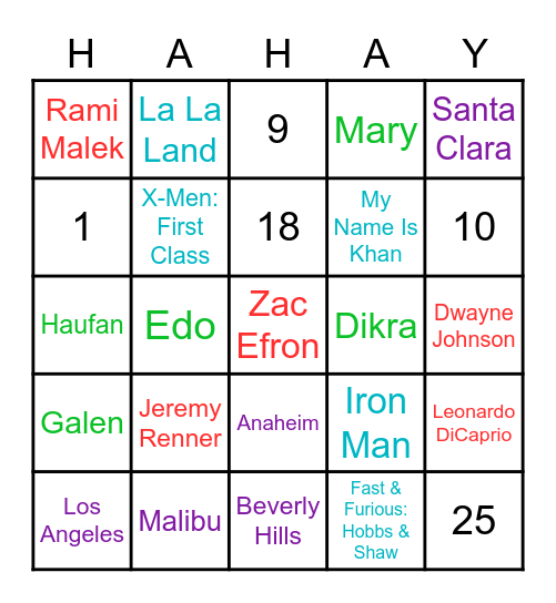 demelardo Bingo Card