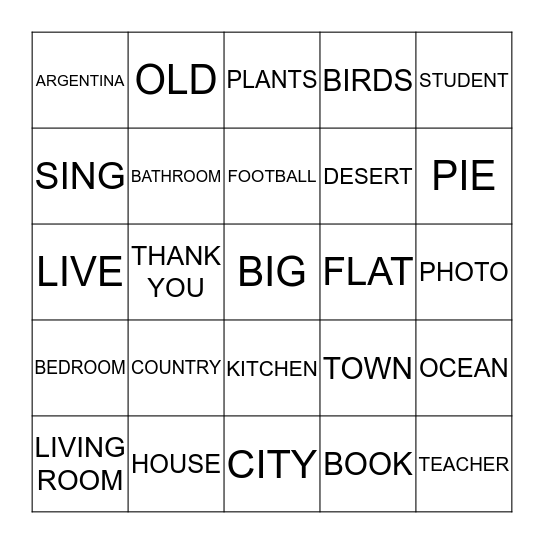 MY HOUSE  Bingo Card