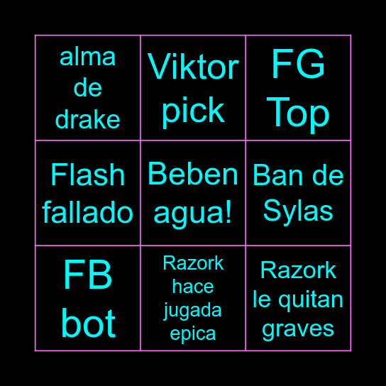 FNC VS TCE Bingo Card