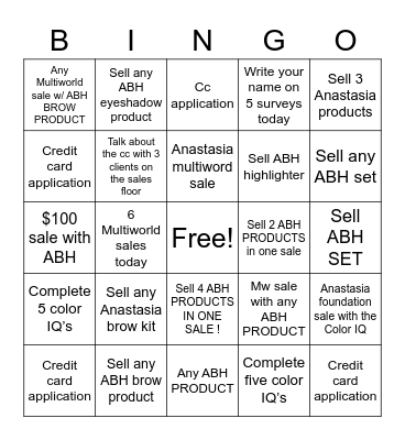Anastasia Bingo 9/30 Bingo Card