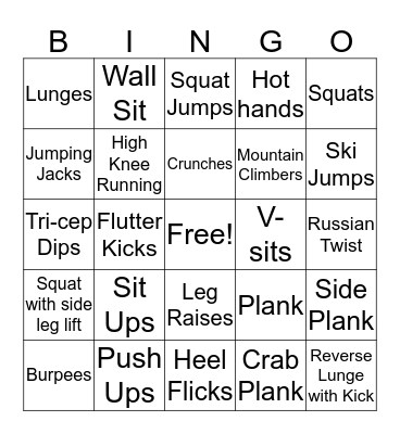 FITNESS BINGO Card