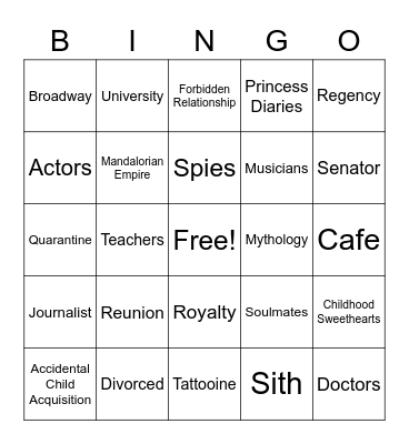 Fic Idea Bingo Card
