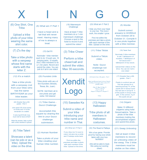 XINGO Bingo Card