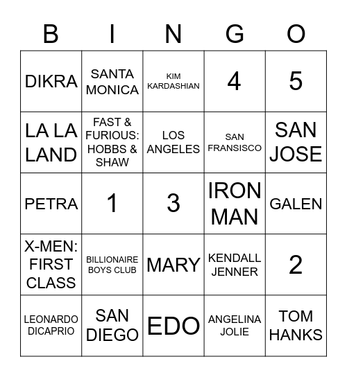 BINGO EDO Bingo Card