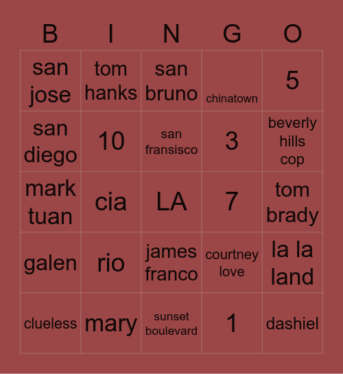 petite bingo Card