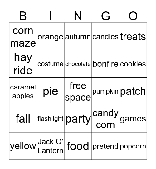 Harvest BINGO Card