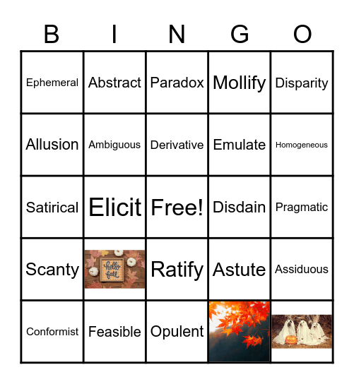 Vocab Bingo Card