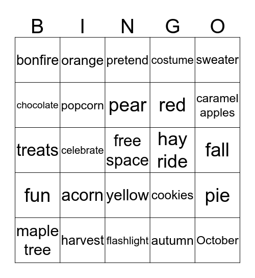 Harvest BINGO Card