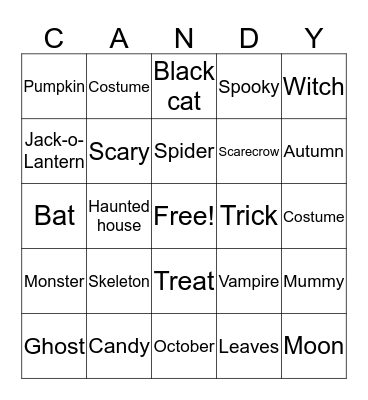 Halloween Bingo Card