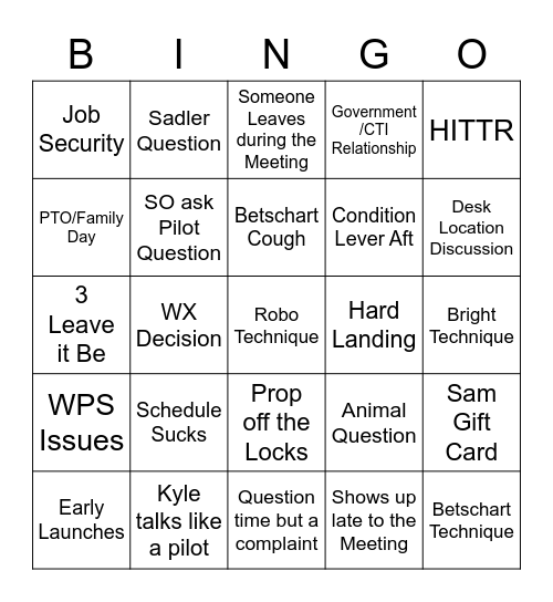 CTI Bingo Card