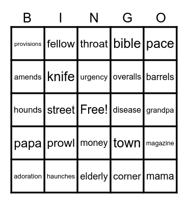 Where the Red Fern Grows- Ch. 3-4 Bingo Card