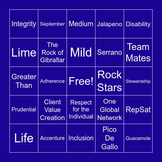 Prudential "Spicy September" Bingo Card