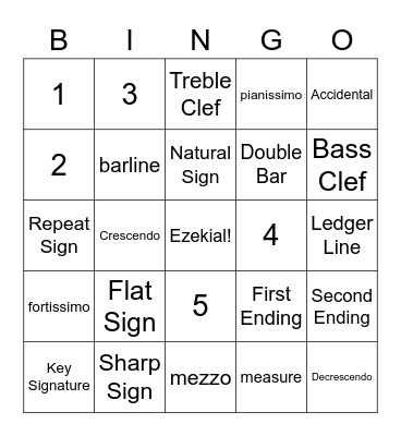 Music Terms Bingo Card