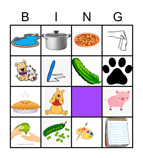 Initial /p/ Bingo Card