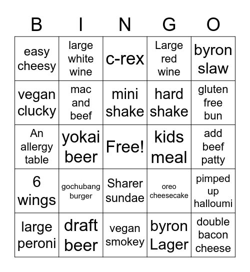 Byron Bingo Card