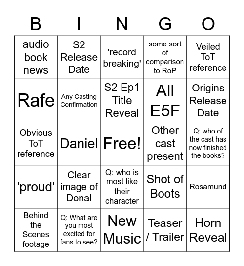 NYCC 2022 Bingo Card