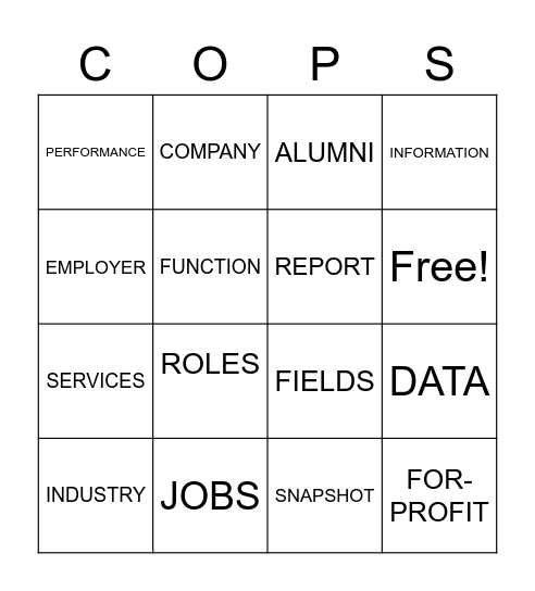 COPS Bingo Card