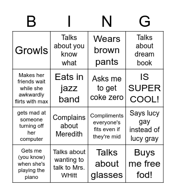Claire Reinoehl Bingo Card