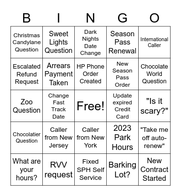 CALL CENTER BINGO Card