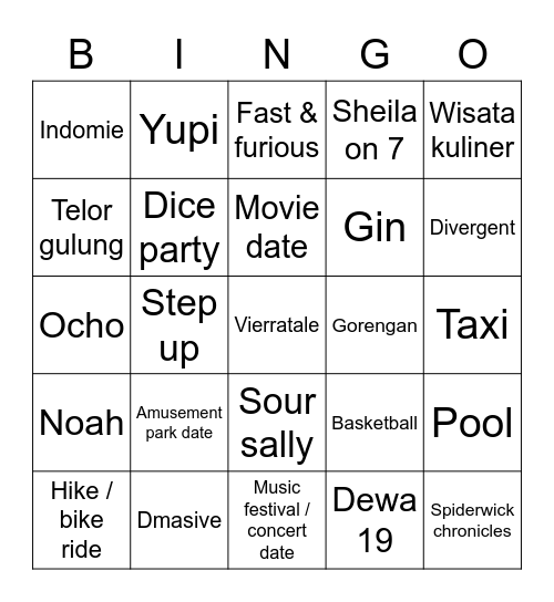 Byby Bingo Card