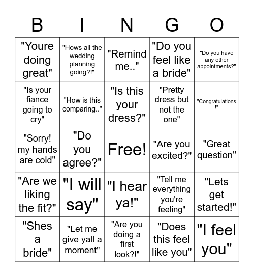 Say "Yes" to the Phrase! Bingo Card