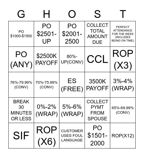 ES HALLOWEEN GHOST CONTEST Bingo Card