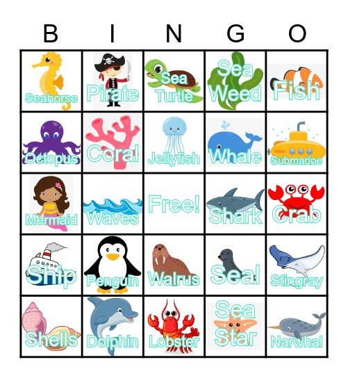 Ocean Bingo - Summer Reading Bingo Card
