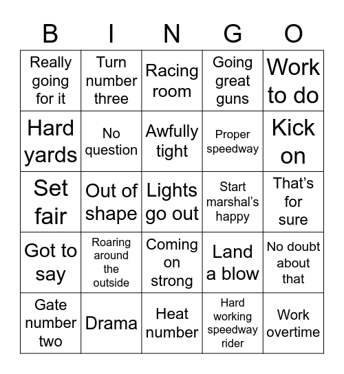 Tatum Bingo Card