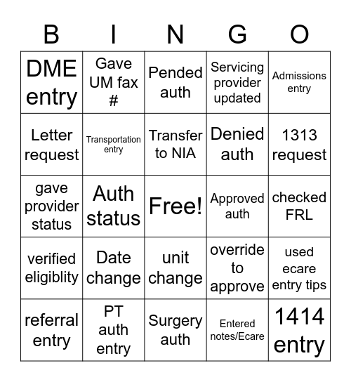 Ref/Auth Bingo Card