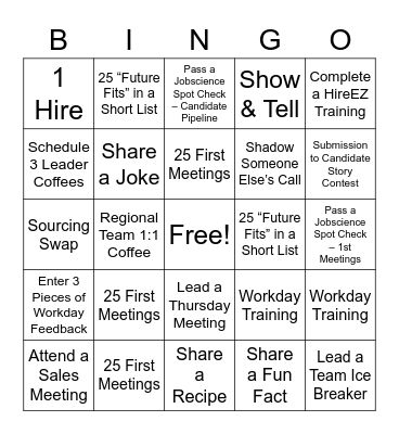 Q4 East Region Bingo Card