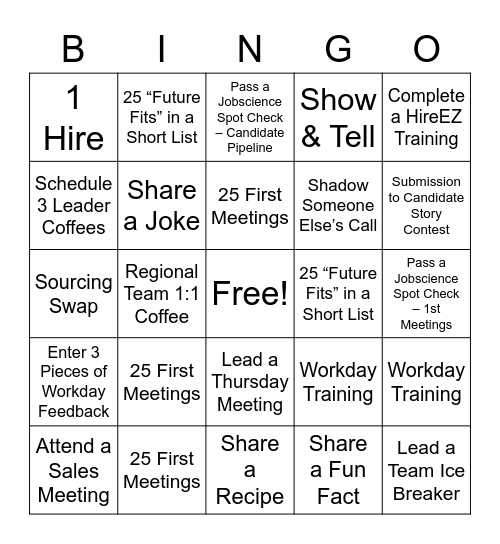 Q4 East Region Bingo Card