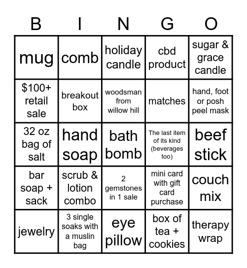 Retail Bingo Card