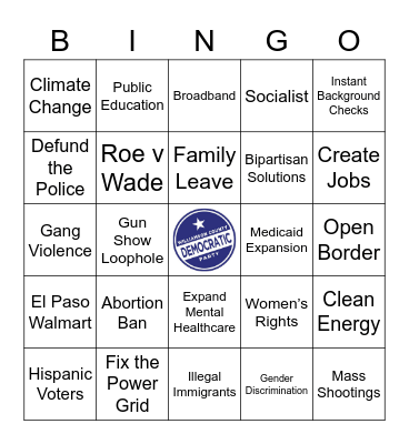 WCDP DEBATE WATCH BINGO Card