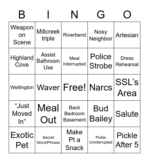 Welcome home Smithee Bingo Card