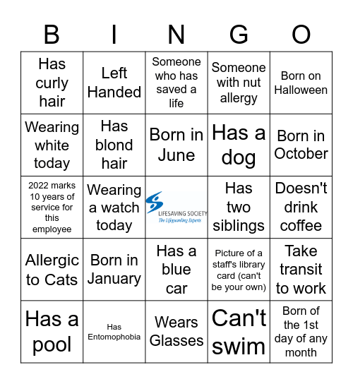 Lifesaving Halloween Bingo Card