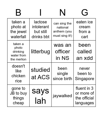 SSA Icebreaker Bingo Card